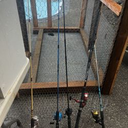 5 Small Fishing Rods And Tackle Box