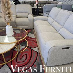 2PC LIVING ROOM SET POWER RECLINERS HEAT REST 