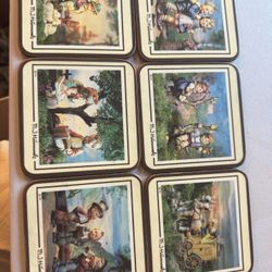 Vintage 1986 M.J. Hummel Coaster Set – Pimpernel, Made in England (Set of 6)