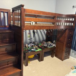 Free Twin Size Loft bed With Drawers- Wooden