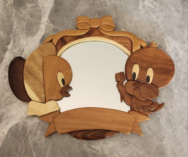 Looney Tunes Tweety Bird Wood/Wooden Carved Plaque Mirror