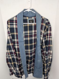 Forever 21 Plaid Flannel Shirt with Denim Trim