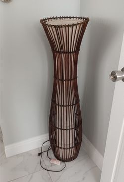 Pier1 imports, Tall Rattan Floor Lamp with Fabric Shade