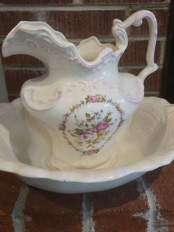 Victorian Ceramic Pitcher and Basin Set