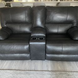 Black Leather Recliner Sofa