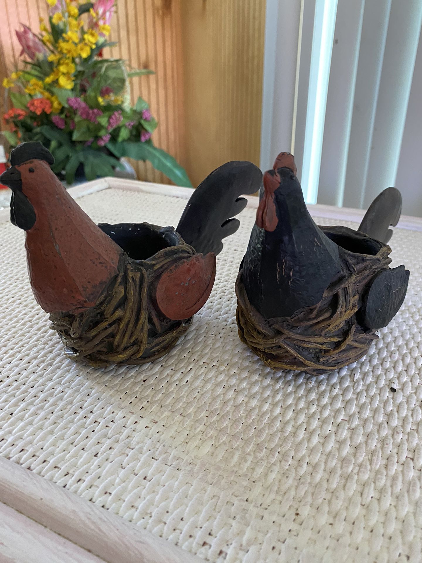 Small Rooster Candle Holders