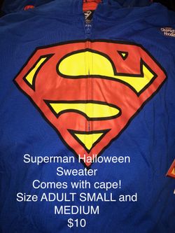 NEW Superman Halloween Sweater size ADULT SMALL AND MEDIUM