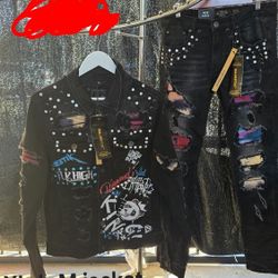 Majestic Denim Jacket And Jeans Set 