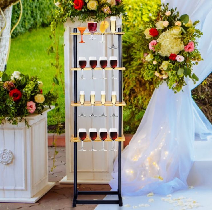 wine glass stand metal/wooden for 32 glasses wine, champagne glass stand