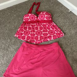 Pink Two Piece Swimsuit Women Size XL, 10