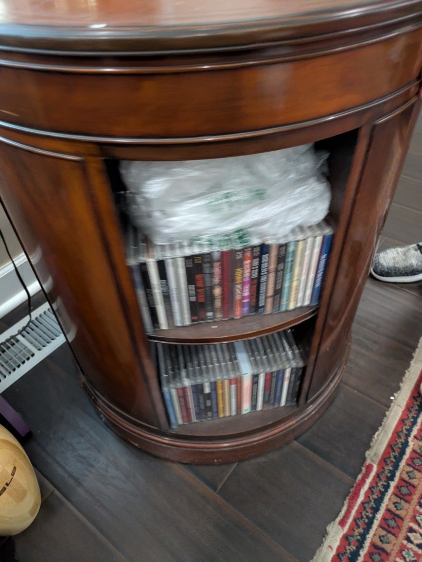 Antique Revolving Bookcase.  Mahogany Wood With Leather Top... 