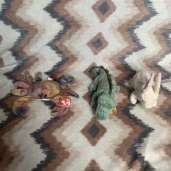 Set of 3 Ty Original Beanie Babies – Swampy, Nibbler & Claude – Pre-Owned