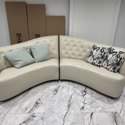 Real Leather Modern White Couches