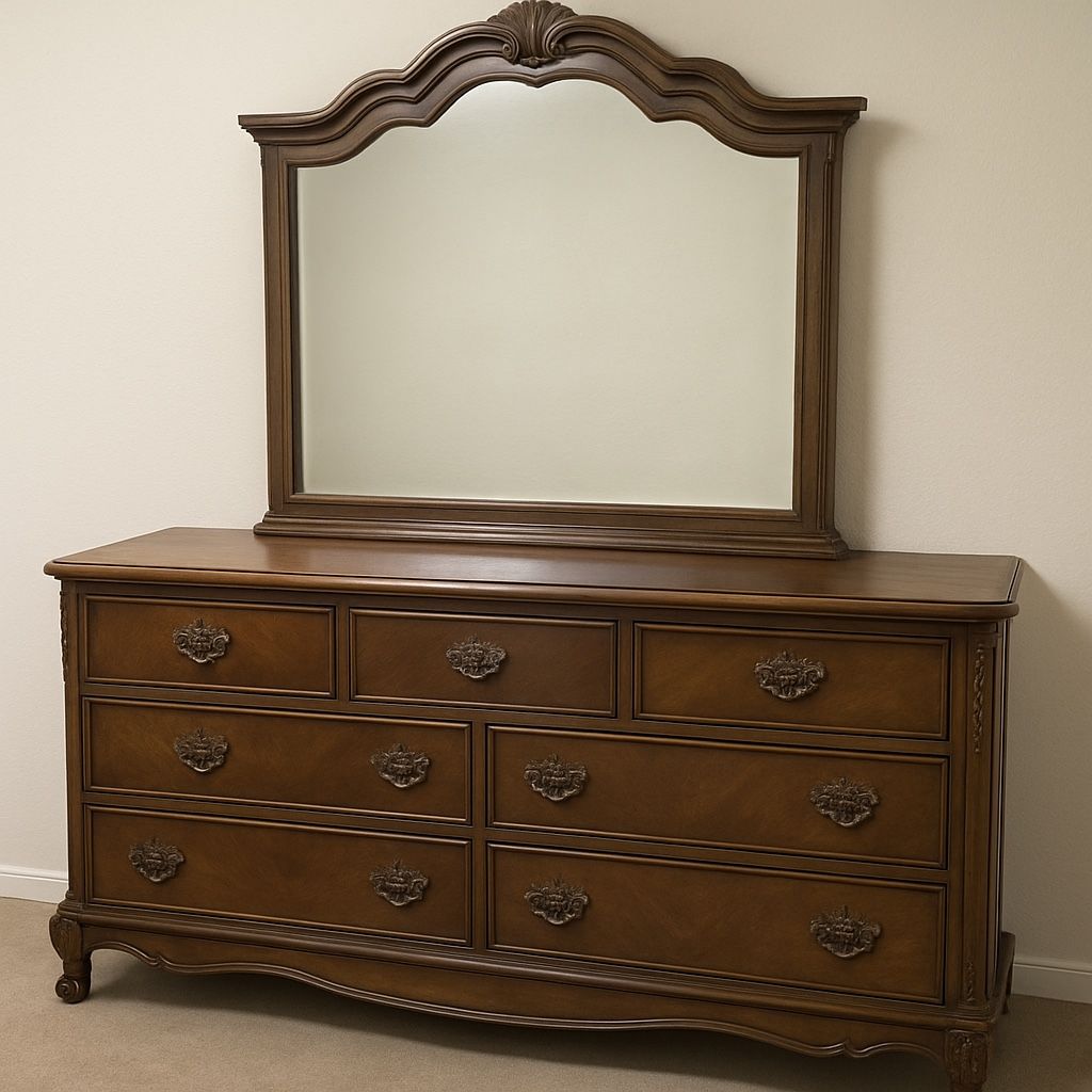 Wooden Dresser With Mirror