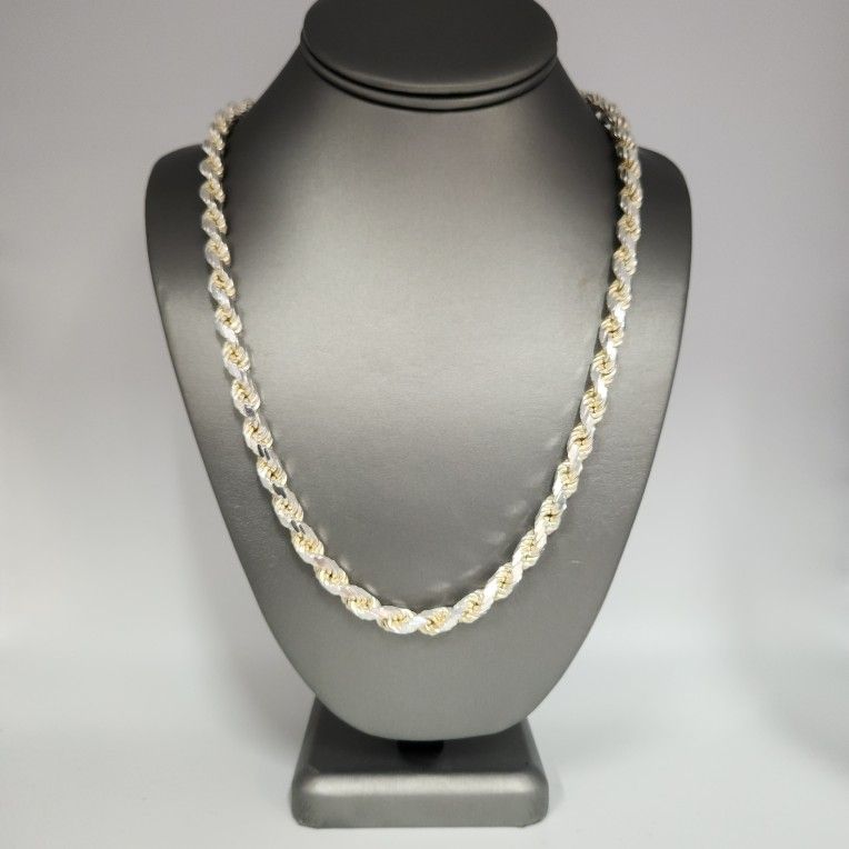 925 Sterling Silver Rope Chain Necklace 22"