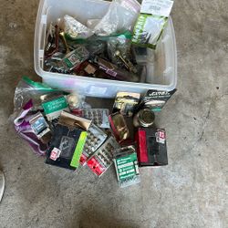 Box Full Of screws,nails, Electrical, And Misc Hardware