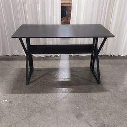 Industrial Black Wood Top Desk with Brown Accent