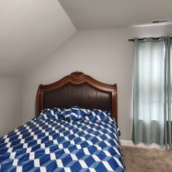 Head Board,  White Shelf, Brown Shelf