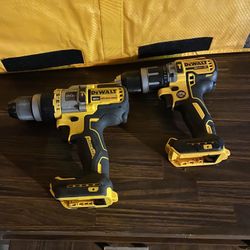 Two Dewalt 20 V hammer drills