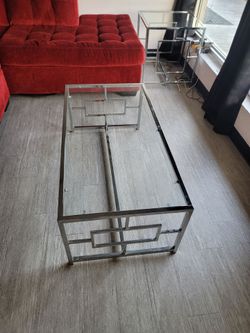 3 -piece modern glass and chrome table set