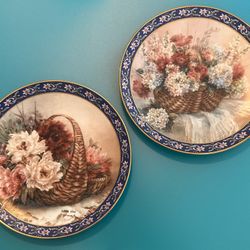 Lena Liu’s Bouquets “Hydrangeas” & “ Peonies” Collectible Floral Plates By W S George