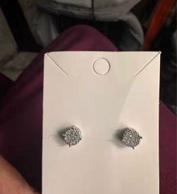 Silver Pave Crystal Stud Earrings