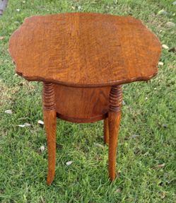"ANTIQUE" VICTORIAN TIGER OAK TWO TIER TABLE