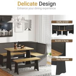 Theee Piece Dining Set - Corner Kitchen Table - Dining Table With Bench