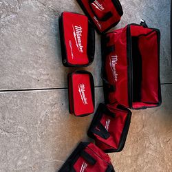 New Milwaukee tool bags. No tools. Different sizes. Must buy all 6 pieces at once. Pick up only.