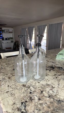 Clear Glass Soap Dispenser Bottles Set of 2