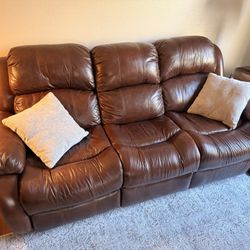 Brown Leather Reclining Couch 