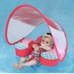 Swimbobo Baby Floats for Pool with Canopy Non Inflatable Soft Skin-Friendly Fabric Material 
