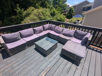 Vida XL Wicker 9pc patio set(unweaved Wicker)