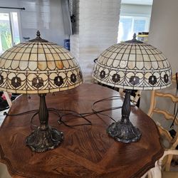 Brass Stain Glass Tiffany Lamps