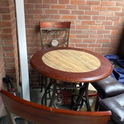 Marble Finish Table And 2 Matching Chairs 