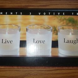NEW Live Love Laugh Candle Holders with Tray