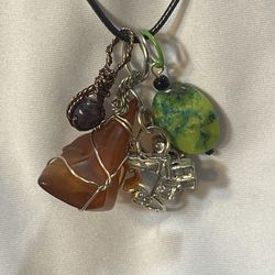 Gift Set 3 Handmade Pendants With Black Cord Necklace