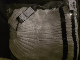 Tommy Hilfiger Breton Stripe Mockneck Sweater Ivory Men Large NWT