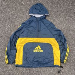 Vintage 90’s Adidas Navy Yellow Half Zip Windbreaker Jacket