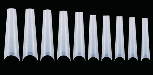 500 Natural C Curve Coffin Tapered False Nail Tips XXL Half Cover Acrylic Tips 10 Sizes.  Approximately 39 MM  Best Price On EBay !!  Los Angeles Nail