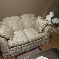 “(3-PC.) SOFA / LOVESEAT & COFFEE AND END TABLES WITH A (55”) SHARP AQUOS FLAT SCREEN TV FOR SALE @ $300.00