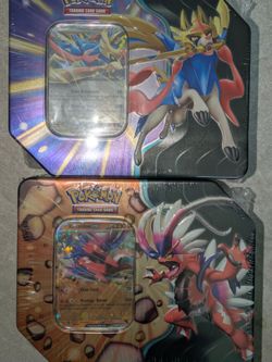 Pokemon slashing legends 5 pack tin koraidon and zacian versions lot of 2