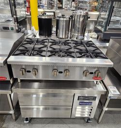 🍳MUST-HAVE! Flamaster FLM-HP36-M 36′′ NG/LPG Gas Hot Plate with Six Burners, 150,000 BTU