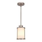 -Light Brushed Nickel Mini-Pendant with White Glass Shade