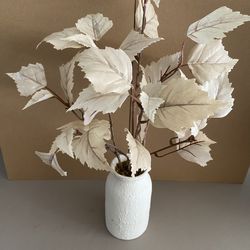 Faux Foliage White Vase