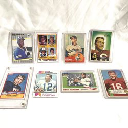 Collection Of (8)  Baseball And Football Trading Cards. From 1960s To 1990s 