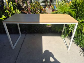 Modern Desk with Wood Top and White Frame