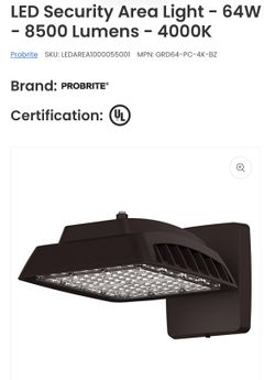 LED Security Area Light - 64W - 8500 Lumens - 4000K
