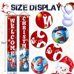 Merry Christmas Decorations Outdoor Red Xmas Front Door Decorations, Merry Christmas Door Banner for Home,Christmas Porch Sign Hanging Decorations