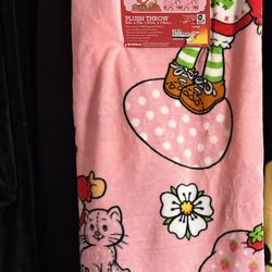 Strawberry Shortcake  Pink Heart Valentines Day Throw Blanket 50"x70" NWT